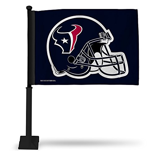 Nfl Rico Industries Houston Texans Black Pole Car Flag W' Black Pole Double Sided Car Flag - 16" X 19" - Strong Pole That Hooks Onto Car/Truck/Automobile #TOP17