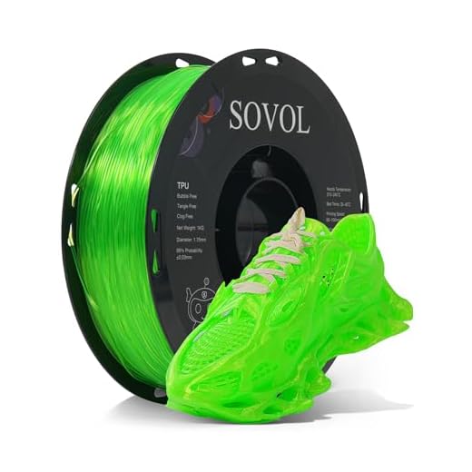 Sovol TPU Filament 1.75mm, 95A Soft TPU Flexible 3D Printer Filament with High Elasticity, 1kg (2.2lbs), Dimensional Accuracy +/- 0.03 mm, Fit Most FDM Printer, Clear Green