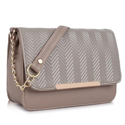 SPOTIC Synthetic Leather Elegant Classy Gold Chain Strap Trendy Travel Top Handle Handheld Hobo Unique Design Shoulder Slingbag For Women