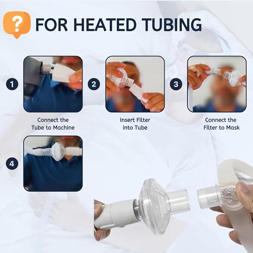 Nispira CPAP Inline Filter Viral for BiPAP CPAP Machines ResMed, Dreamstation Standard Tubing Outlet 22 mm Machine Outlet 25mm, 12 Packs