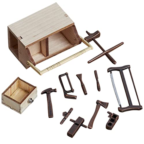 LOGOFUN 11pcs Dollhouse Miniature Tools Mini Repair Tool Micro Toolbox Model Photo Props for Doll House Accessory
