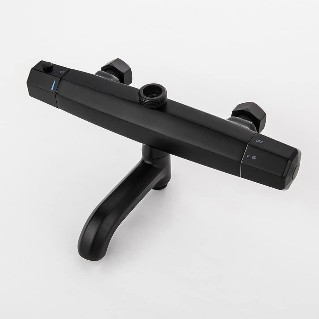 Thermostatic Black Brass Three Functions Shower Set Bathtub Diverter Mixer Tap with Height is Adjustable Spray Head and Tub Taps, Luxury Shower Set,C