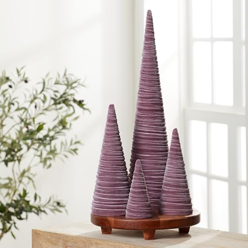 Image of Your Heart's Content Mulberry Velvet Trees Set of 4, Valentine Tree Tabletop, Cozy Purple Mantel Accent, Cozy Gift for, Luxurious Winter Tablescape (Mulberry)