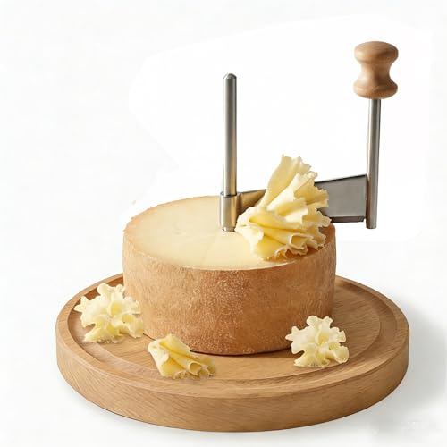 Girolle Cheese Curler for 5.9' Wheels, Stainless Steel Shaver Wood Base