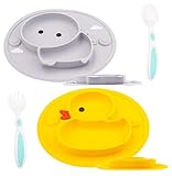 ALIMENTACIÓN MÁS FÁCIL: El borde sobresaliente bloquea eficazmente el flujo de alimentos y se desborda, los alimentos están completamente presentes en el plato. El tamaño de los arreglos ordenados de la rejilla, puede poner algunos alimentos diferentes más nutritivos, carnes y verduras con
