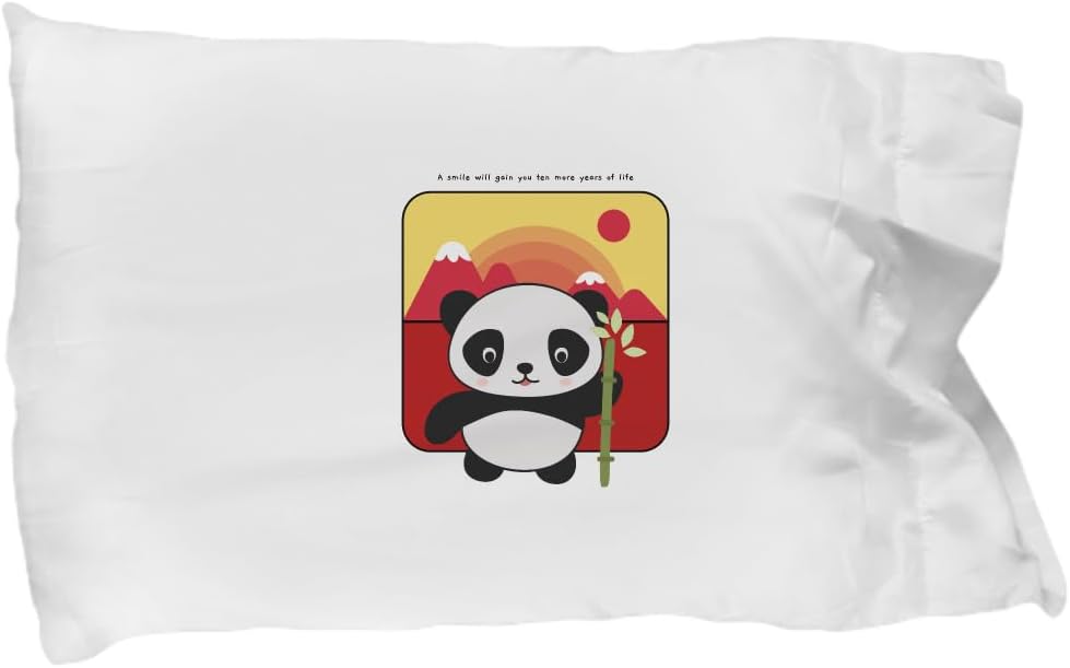 Pillowcase Cute Panda Gift for Kids Boy Girl Smile Positive Quote Pillow Cover Case 20x30