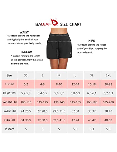 Baleaf Women's 5" Running Shorts With Liner Quick Dry High Waisted Athletic Gym Lined Shorts Workout Zipper Pocket Black Size Xs #TOP5