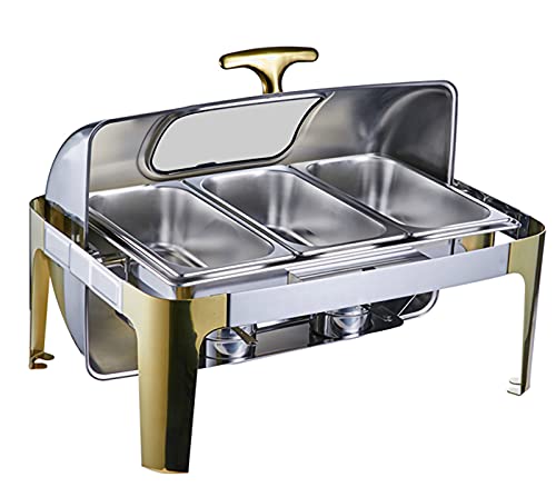 Edelstahl Buffetwärmer Chafing Dish, (9L/13L) Edelstahl Chafer mit Deckel Warmhaltebehälter Essen, Buffet Chafer und…