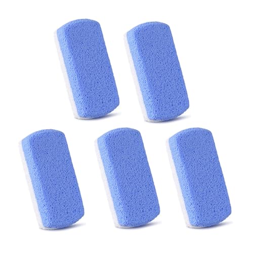 Auriselle 5 Pièces Bloc WC Pierre Ponce Double Action Pédicure Pierre ponce éliminateur de Callosités et Laveur pour Exfoliation des Pieds Pumice Stone pour Toilettes (Blanc-Bleu)