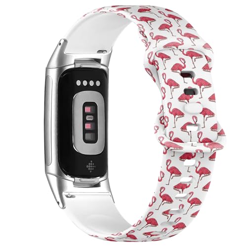 Bracelet de montre en silicone souple rose pour Fitbit Charge 6 et 5