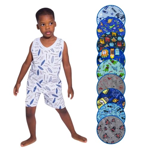 Conjunto Masculino Pijama Regata Estampado com Shorts Bebê ao Infantil de 1 a 14 anos para Noites Qu