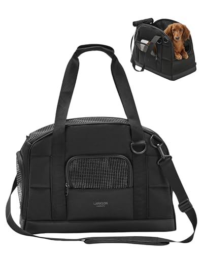 Larkson Trasportino per Cani di Piccola Taglia fino a 12 kg Nero - Tjark - Borsa da Trasporto per Cani e Gatti da Viaggio in Aereo - Conforme alle Specifiche di molte Compagnie Aeree