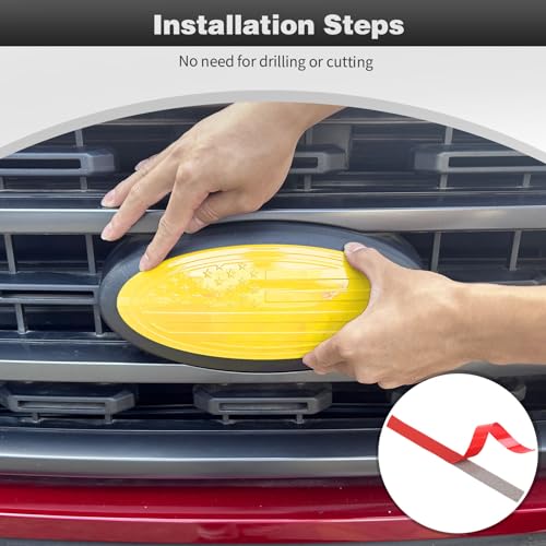 Image of CheroCar for F150 Emblem Cover Trim,Logo Back Badge Decoration Cover Trim Compatible with Ford F150 F-150,Yellow