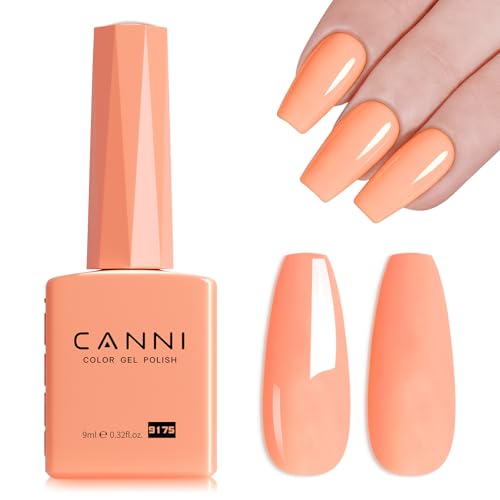 CANNI Pink Gel Polish 1 Pc 9ML Pastel Pink Orange Color High Gloss UV/LED Soak-Off Gel Nail Polish for French Manicure DIY & Salon Quality for Girls & Women