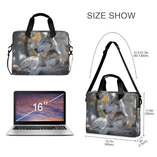 Maletín para laptop con diseño de lobo 15.7 in miniatura 4