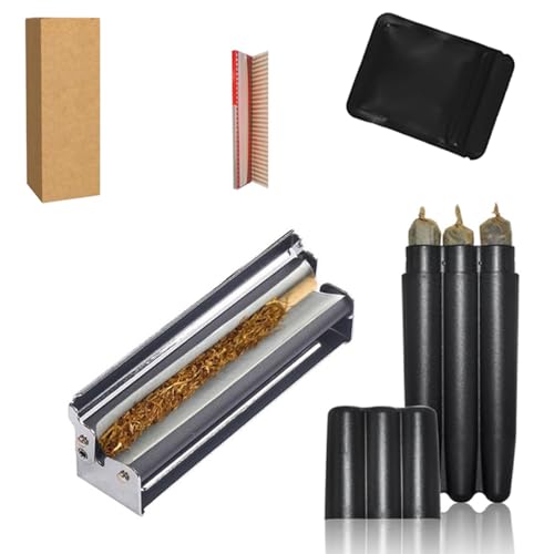 VOVCIG Rouleuse a Joint 4 pièces, 110mm Machine a Rouler Joint, Rouleuse à Cigarette with 32 Feuille a Rouler 110mm Sac de Rangement et, 1 Boite a...