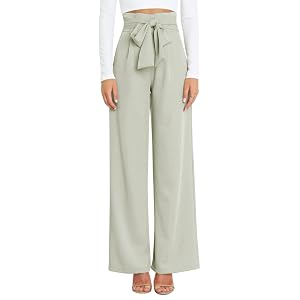 OBEEII Womens Trousers High Waisted Wide Leg Pants Business Casual Dressy Pants with Belt