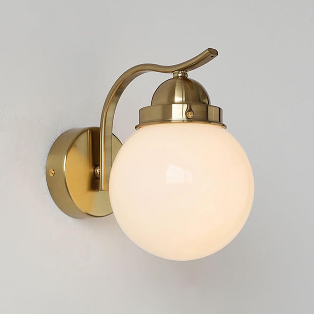 NHPJFDC Modern Globe Glass Wall Sconce - Hardwired E27 Bedside Lamp, Stylish Lighting Fixture for Kitchen, Living Room & Bedroom, Elegant Ball Shade Design
