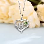 Sterling Silver Heart and Letter A-Z Personalized Birthstone Necklace with 18" Box Chain Necklace - Heart & Letter - Handcrafted Jewelry - Made In USA, Birthday Jewelry for Wife, Girlfriend, Mom, & Her - Image 4