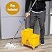 Mind Reader Bucket with Wringer and Mop Set, 22 Qt (5.5 Gallon), Floor Cleaning, Wheels, 16.25