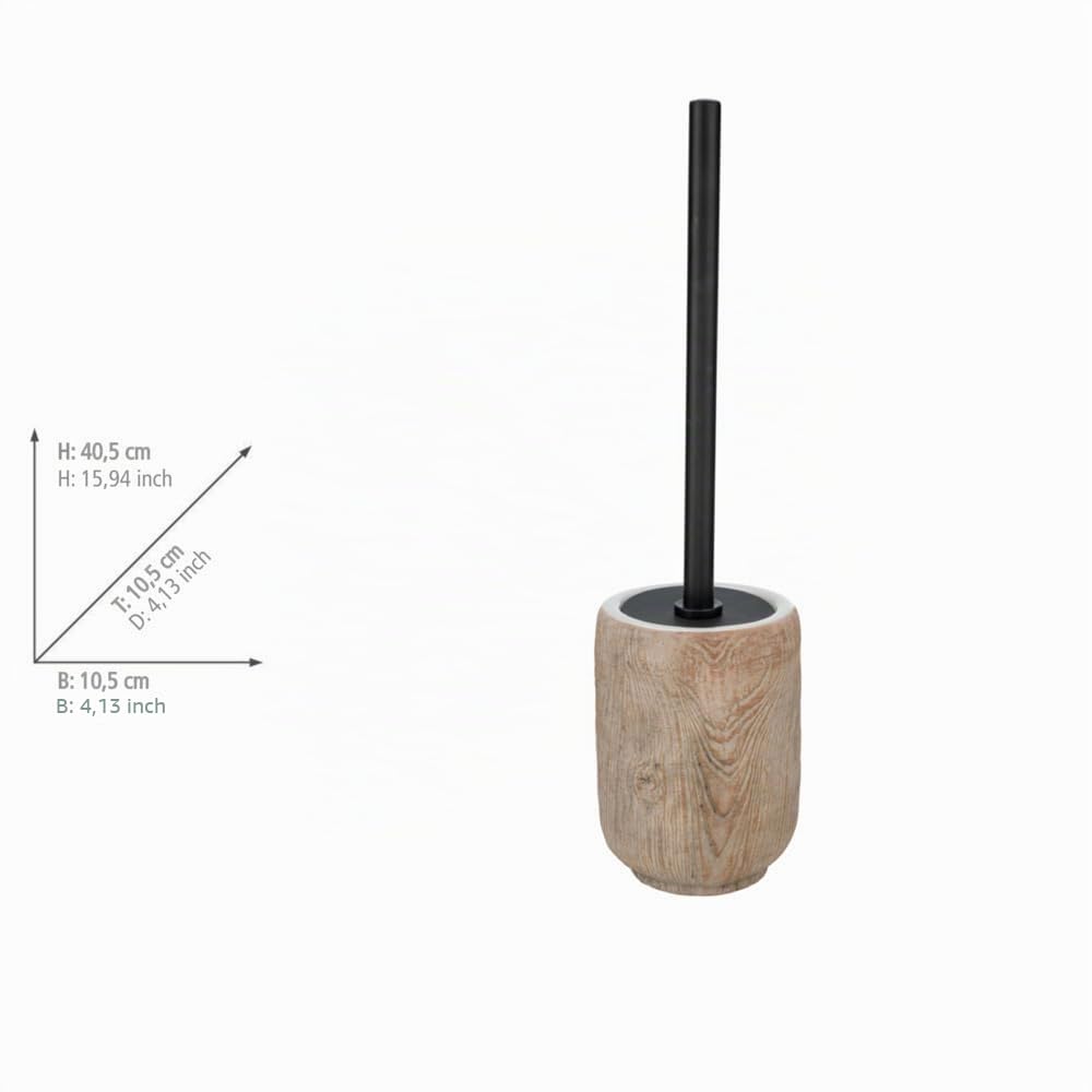 WENKO Bad-Accessoire Set Mod. Florio, 3-teilig, Bad Rundum-Set aus 400 ml Seifenspender, Zahnputzbecher und WC-Garnitur, Keramik/Edelstahl, Beige/Schwarz