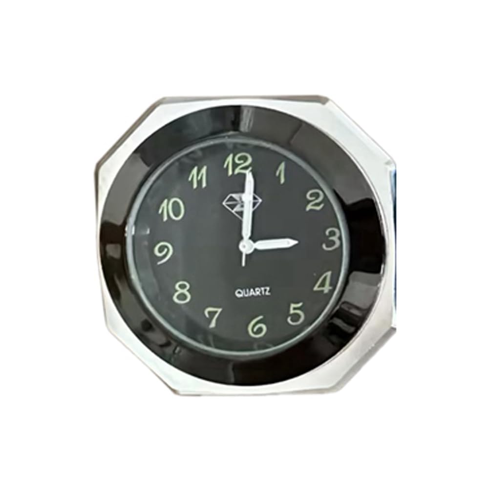 Reloj de motocicleta de cuarzo impermeable con montaje en plata y negro para manillar 8