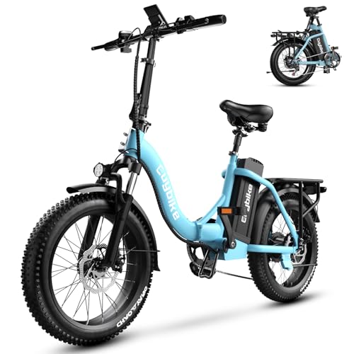 Kebiko 1000W Folding Electric Bike,48V 20AH Removable Battery E Bike,30+MPH,80 Miles Max Range Electric Bike for Adults,20" Fat Tire Foldable ebike,Adult Electric Bicycle for Commute Beach Snow