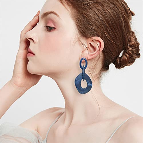 Unique Bohemian Vintage Acrylic Geometry Dangle Drop Earrings Creative Hollow Round Huge Chain Stud Earrings for Women Statement Summer Holiday Jewelry Gifts3