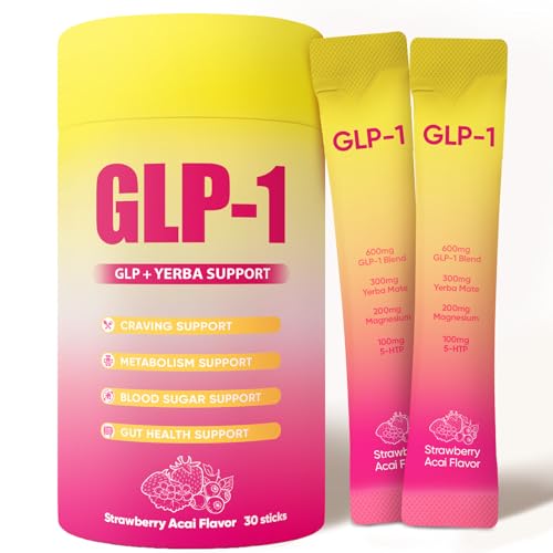 WHDEOW GLP-1 Drink Mix – Dual-Action Craving & Metabolism Support, GLP 1 Drink Mix with Berberine, Chromium, 5-HTP, Yerba Mate & Magnesium | Strawberry Açaí Flavor – 30 Servings (1)