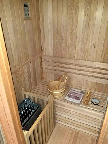 Canadian Hemlock Wood Traditional Swedish 48" 1 Or 2 Person Indoor Sauna Spa, With 6Kw Wet Or Dry Heater, Advanced Control Panel, Rocks, And Water Bucket #TOP3