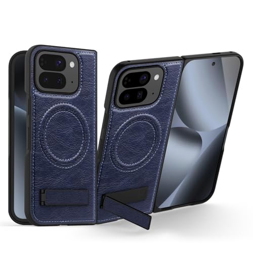 Étui rigide Google Pixel 9 Pro Fold silicone antichoc bleu avec support aimanté intégré
