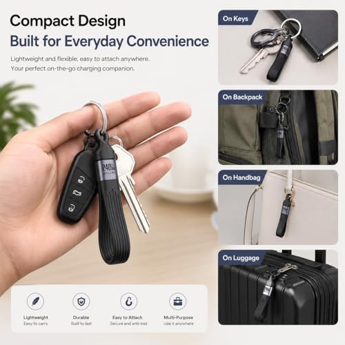 Image of 240W USB4 Fast Charging Cable with Keychain, 40Gbps Data Transfer & 8K Display, Short Tangle-Free USB C Cable for MacBook, iPhone, iPad, Samsung & Laptop (USB Cable(C) Cable+Pouch(White))