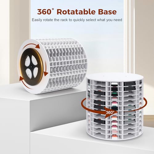 Image of Krafetto Rotating Ink Pad Storage Organizer Rack, 72 Grids for 3 inch x 3 inch Ink Pads, 72 Grids for Mini Cube Caddy Ink Pads, Craft Stamp Pad Holder for Desktop