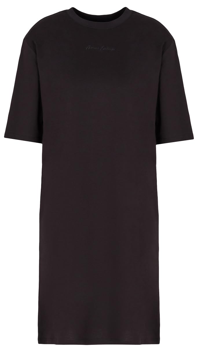 Armani Exchange Women's Sustainable, Round Neck, Front Logo Casual Dress Black,XL