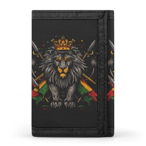 Lion Flag Reggae Rastafarian Rasta Trifold Wallets Slim Coin Purse Card Holder Durable Money Clip for Women Men