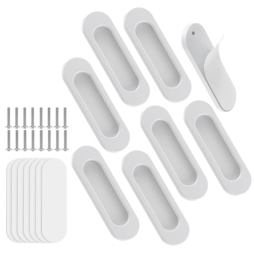 YogePote 4 Inch Self Adhesive Door Handle, Cabinet Knobs, 8 Pack White