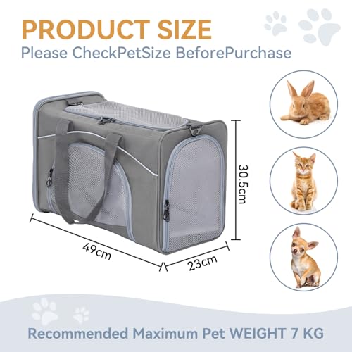 Petsfit Transporttasche Hunde und Katze, Katzentransportbox Hunde Katze Flugtasche für Haustiere im Auto Flugzeug oder in der Bahn