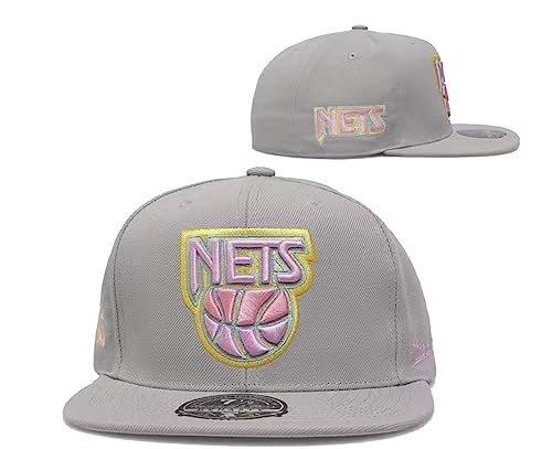Mitchell & Ness New Jersey Nets Til Dawn Side Logo Dynasty Fitted Size 7 1/2 Hat Cap - Gray