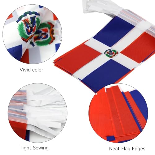 Image of Dominican Republic Flags Dominican String Flag Banners for Patriotic Events Independence Day Sports Bars Inside Outside Decorations 33 Feet 30 Flags