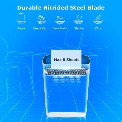 Bonsen White Paper Shredder For Home Office, 8-Sheet Cross-Cut Paper And Credit Card Small Office Shredders, High Security Level P-4 Ultra Quiet Shredder With 4 Gallons Wastebasket (S3101-W) #TOP3