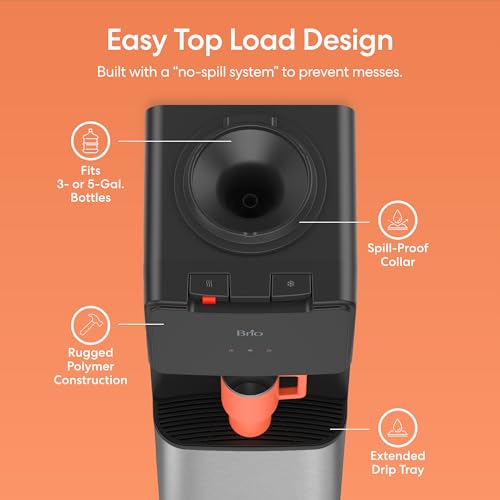 Image of Brio 130SS Series Top-Load Dispenser, Hot & Cold, Black & Stainless Steel