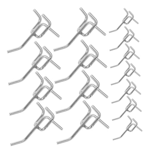 POPETPOP 50Piezas Ganchos de Panel Perforado al para Almacenamiento y Exhibición Taller y Garaje Ganchos Colgantes Resistentes Plata