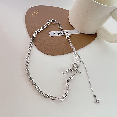 Collar de herradura mujer estilo coreano con estrellas y flecos ins 4