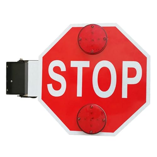 PBZVRFHYM Led Flashing Stop Sign on School Bus, 18″ Automatic School Bus Stop Arm Sign Traffic Safety Signal Sign Board, DC 12V/24V, Aluminum, Reflective Film(1pcs)