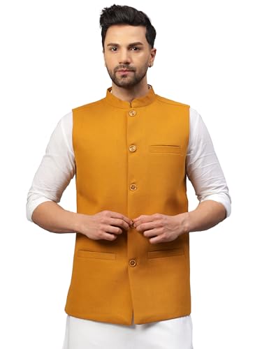 Image of LATEST CHIKAN Men's Traditional Tweed Cotton Checkred Premium Nehru Jacket /Waistcoat