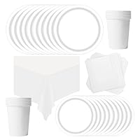 PARTY GO Lot De 96 Fournitures De Fête Jetables Bleues Comprenant Des Assiettes En Carton De 22,9 Cm, Des Assiettes En Carton De 17,8 Cm, Des Tasses, Des Serviettes, Pour Pique-nique, Fête