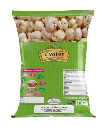 Image of Exotes Makhana 200 Grams Fit for Fasting Crunchy and Gluten-Free Fox Nuts Rich in Protein Ideal for Healthy Snacking Phool Makhana for Roasting & Cooking