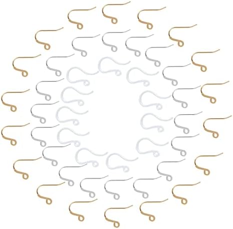 SUNNYCLUE 1 Box 100Pcs 18k Gold Plated Earring Hooks French Ear Hooks Fish Hook Earrings Ear Wires Fishhook Earring Findings for jewellery Making Adult DIY Dangle Earrings Craft Accessories Supply