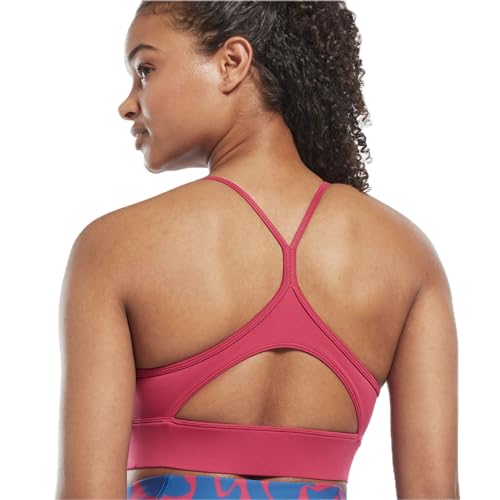 Image of Reebok Women's Satin 91% PES /9% El-Interlock-Hydrophilic Finish /Print-Digital Sublimation-Disperse Classic Workout Sports Bra
