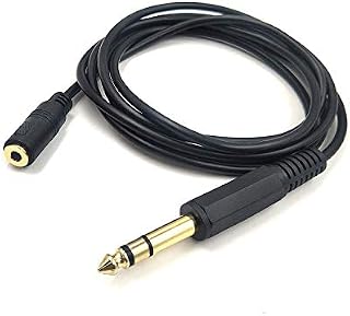 Haokiang 3.5mm to 6.35mm Audio Cable Golden Plated 1/8 inch Female to 1/4 inch Male TRS Stereo Audio Jack Converter Adapter Extension Wire Cord 5FT/1.5M(3.5F-6.35M)